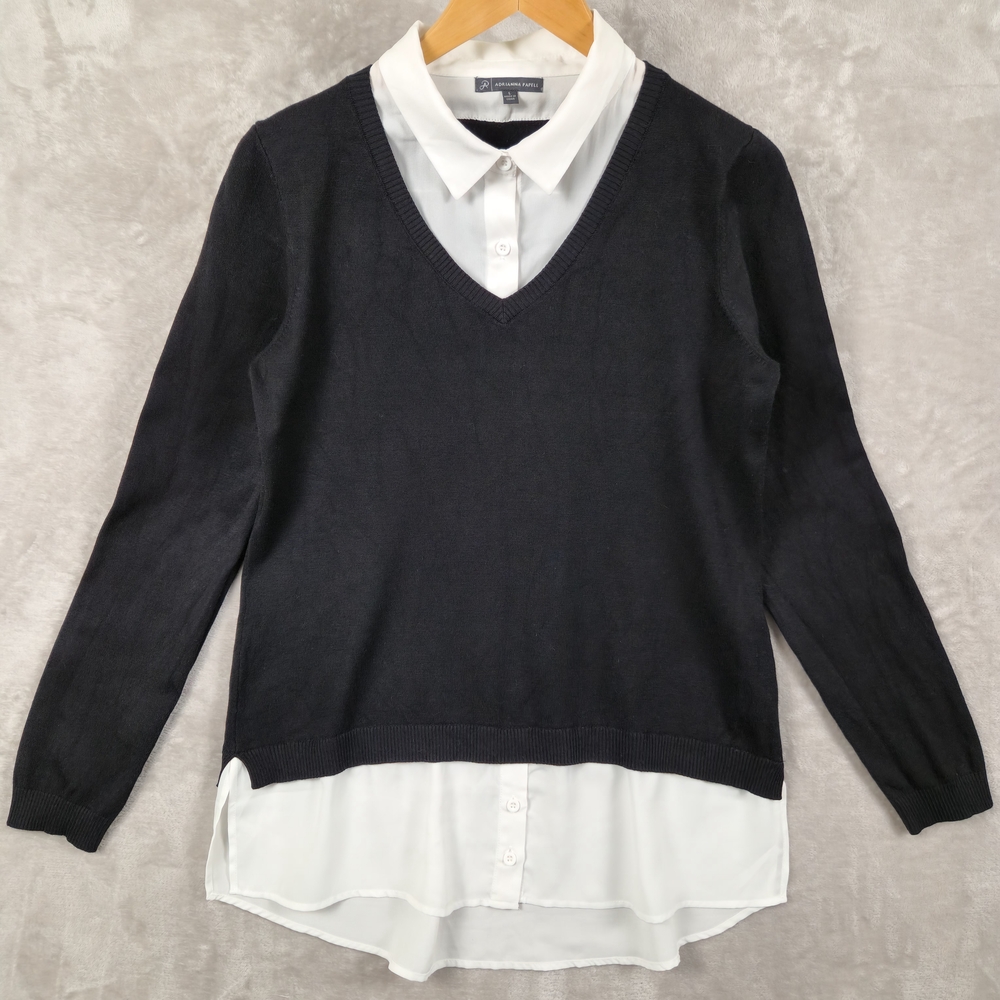 Adrianna Papell Twofer Sweater Shirt Size L